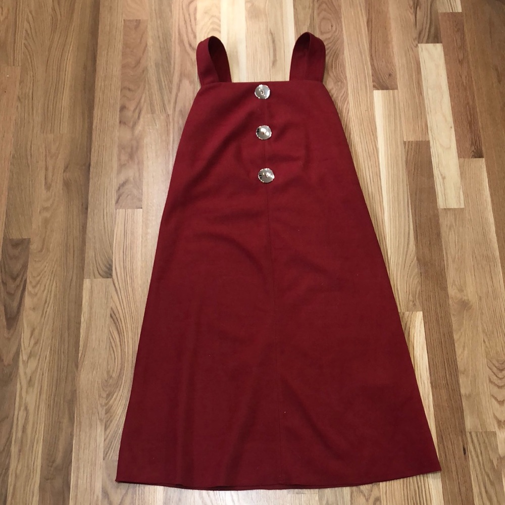Zara A-Line Mini Button Jumper Dress, Straight Neck, Sleeveless